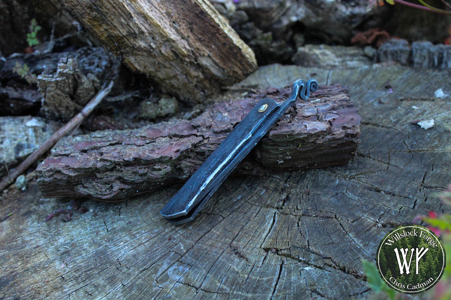 Fully forged blacksmith friction folder / 1084 Carbon Steel Blade / Forged Iron handle / UK Legal Pocket Knife