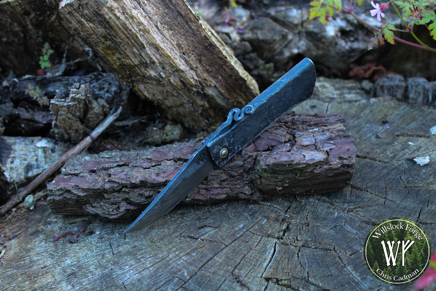 Fully forged blacksmith friction folder / 1084 Carbon Steel Blade / Forged Iron handle / UK Legal Pocket Knife