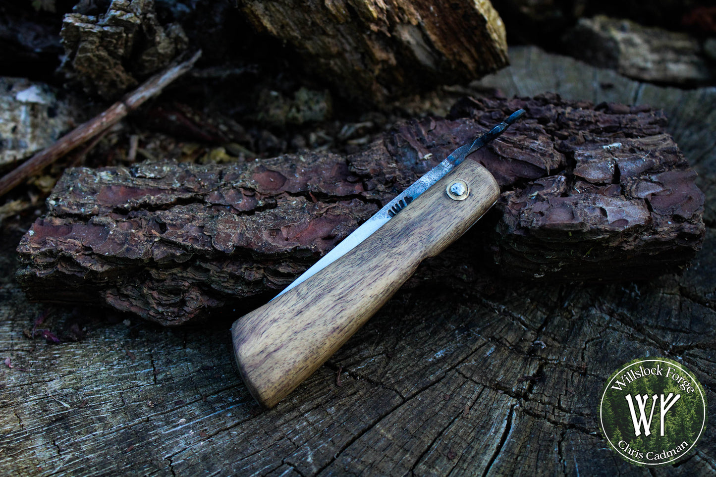 Hand-forged folding knife / Viking Friction Folder with Pale Moon Ebony handle / UK Legal