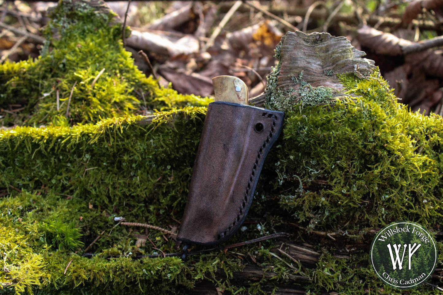 Hand-forged Viking Friction Folder / 15n20 Blade / Stabilized Holly & Elm handle / UK Legal Pocket Knife