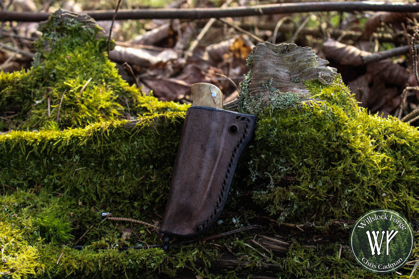 Hand-forged Viking Friction Folder / 15n20 Blade / Stabilized Holly & Elm handle / UK Legal Pocket Knife