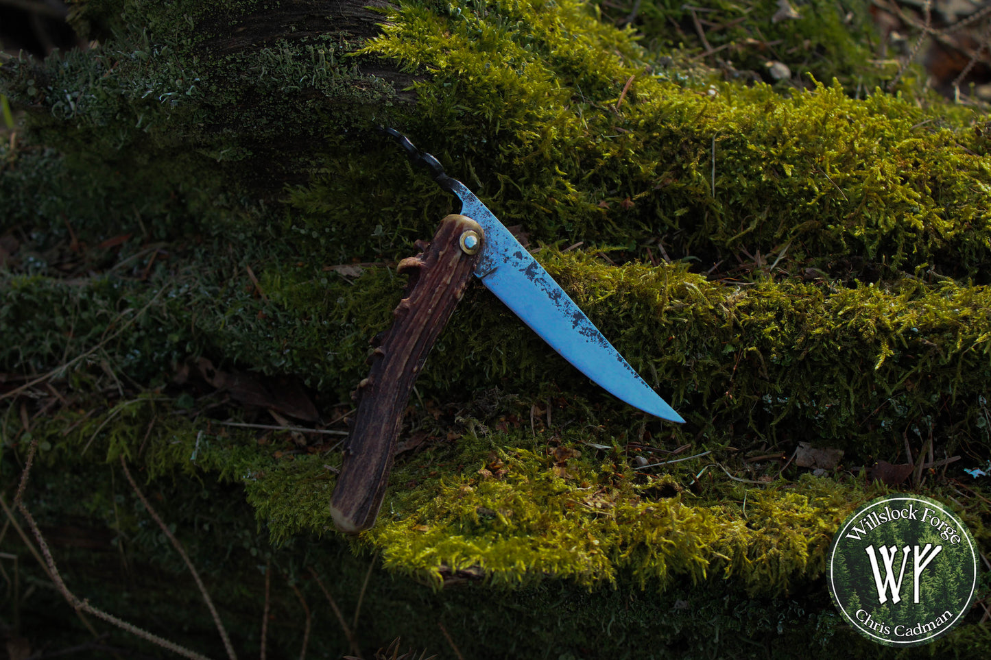 Hand-forged Roe Deer Antler Friction Folder / 15n20 blade / Roe Antler Handle / UK Legal Carry