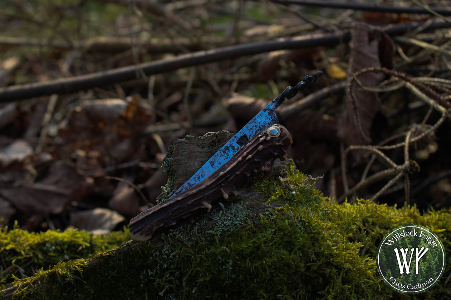 Hand-forged Roe Deer Antler Friction Folder / 15n20 blade / Roe Antler Handle / UK Legal Carry