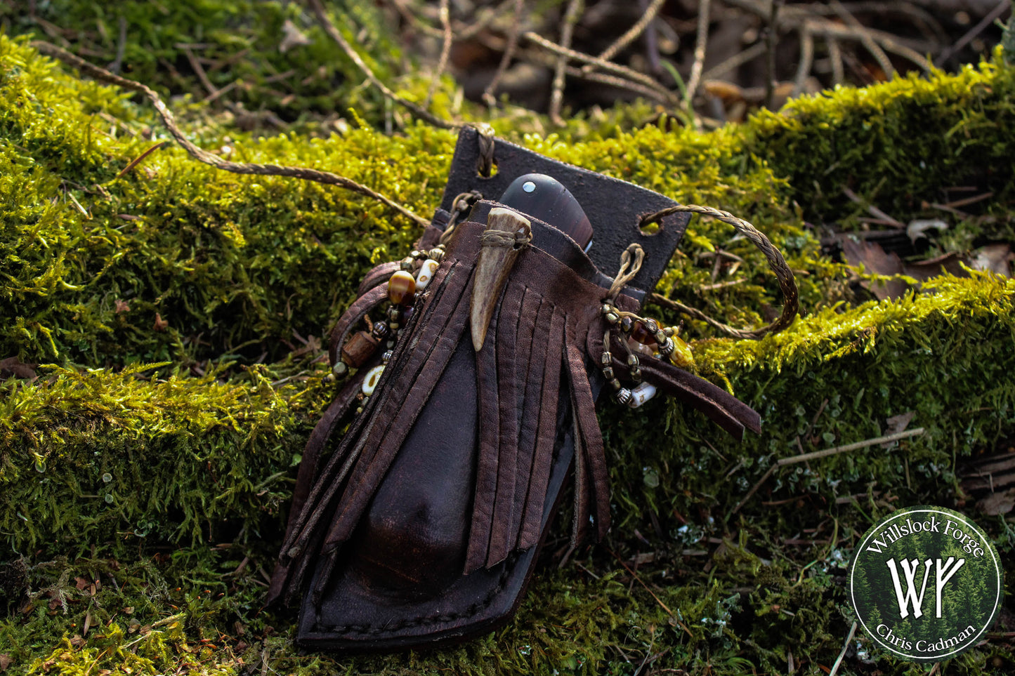 Hand-forged Slipjoint / UK Legal Folding Knife / Pattern-welded blade with Stabilized Bog Yew / UK Legal