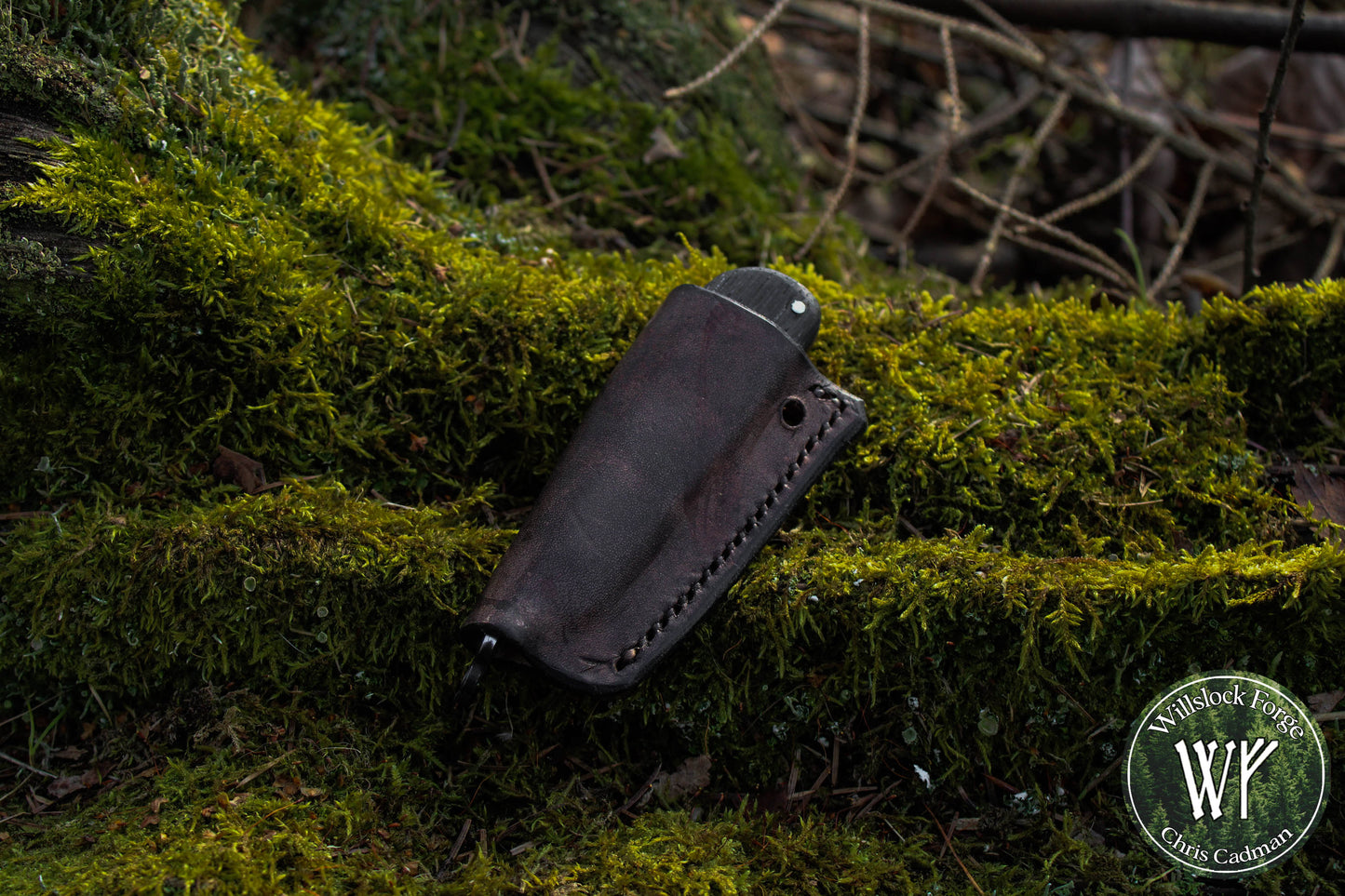 Hand-forged Folding Mushroom Knife. 1084 Carbon Steel Blade with Bog Oak and Bloodwood handle.